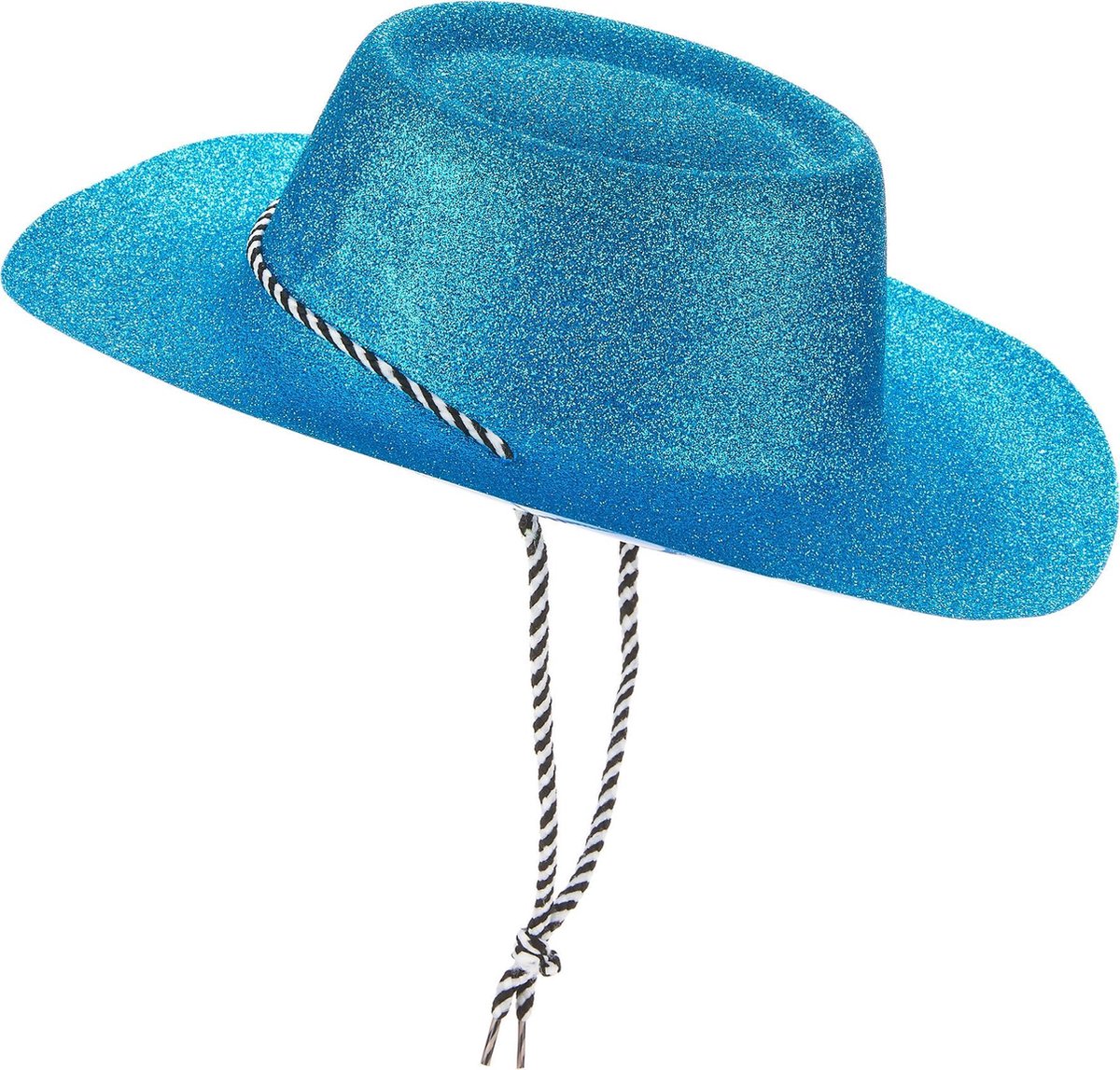 PARTYPRO - Blauw cowboy hoed met glitters voor volwassenen - Hoeden > Overige